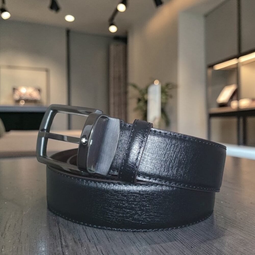 Cinto MB em Couro Preto