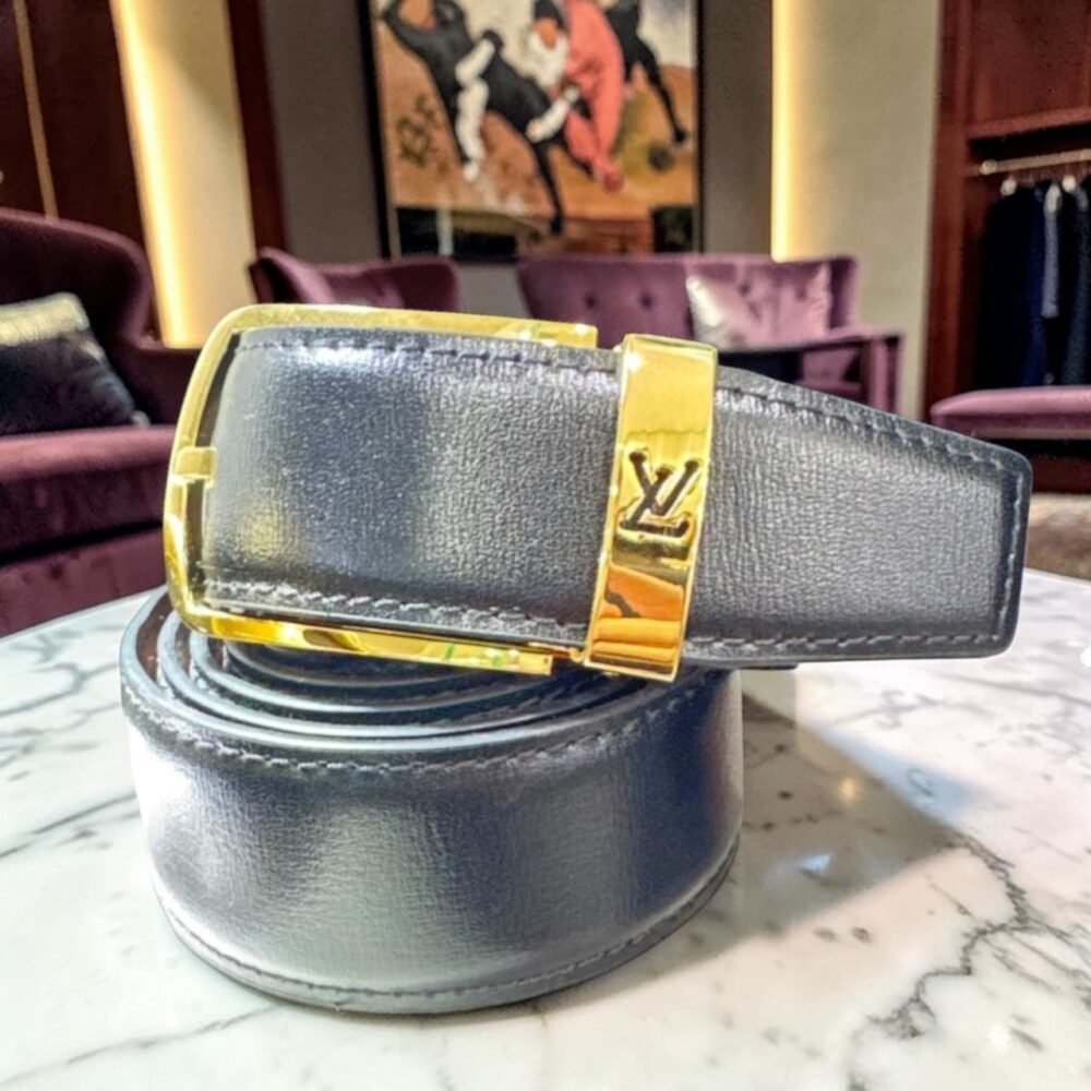 Cinto Lv Premium em Couro Dourado